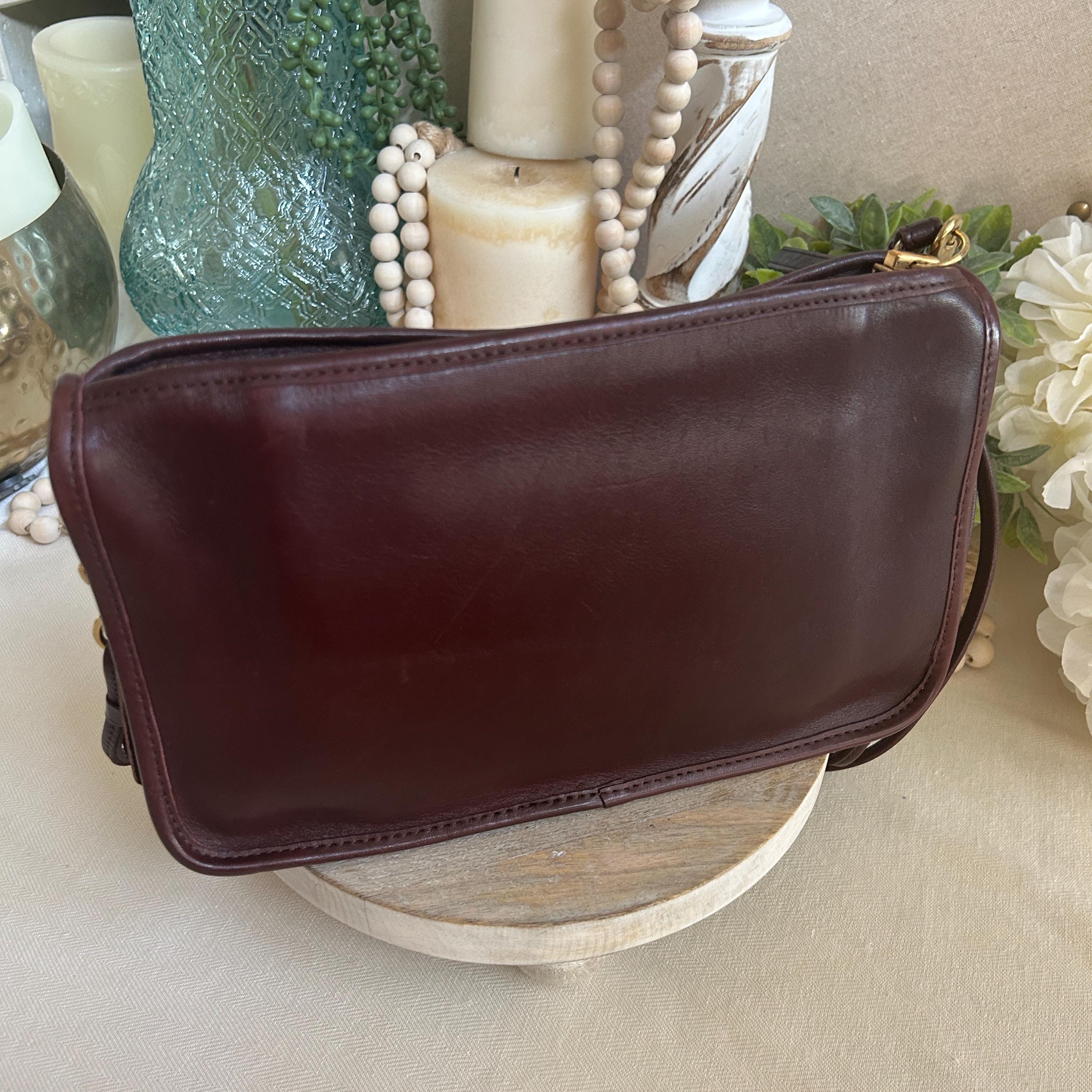 Vintage Coach NYC Rare Burgundy Zippered Clutch Basic Bag 9455