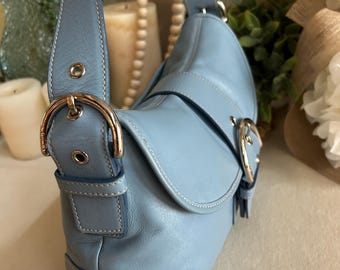 COACH】SKY BLUE HAND BAG 456T ハンドバッグ - メルカリ