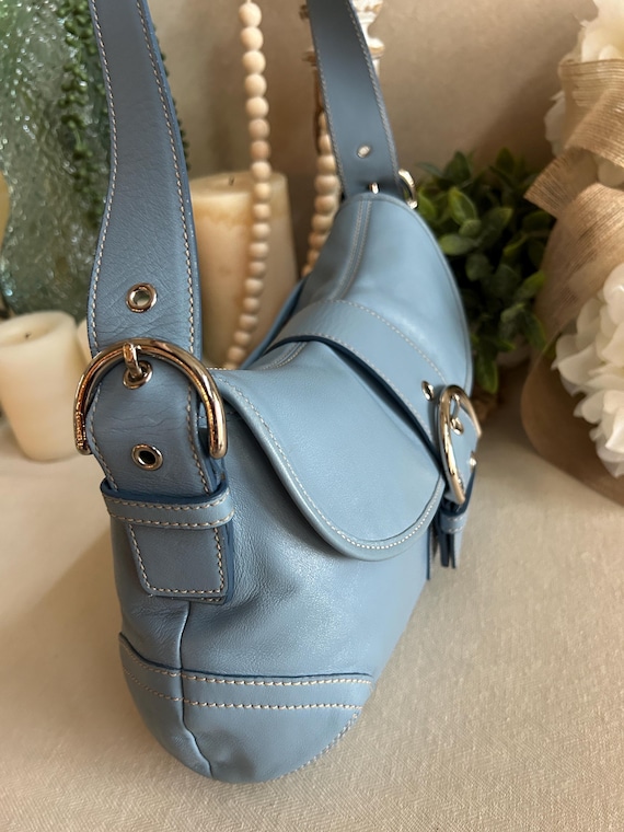 Vintage Coach Y2K Baby Blue Soho Flap Shoulder Bag 9248