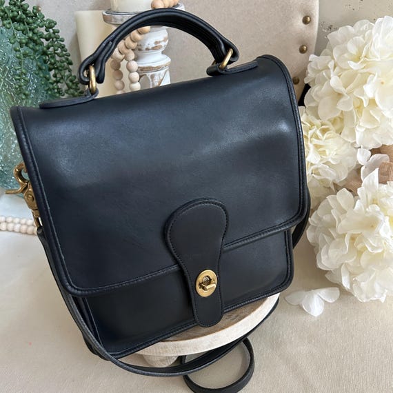 Vintage Coach Navy Station Top Handle Turnlock Crossbody Bag 5130