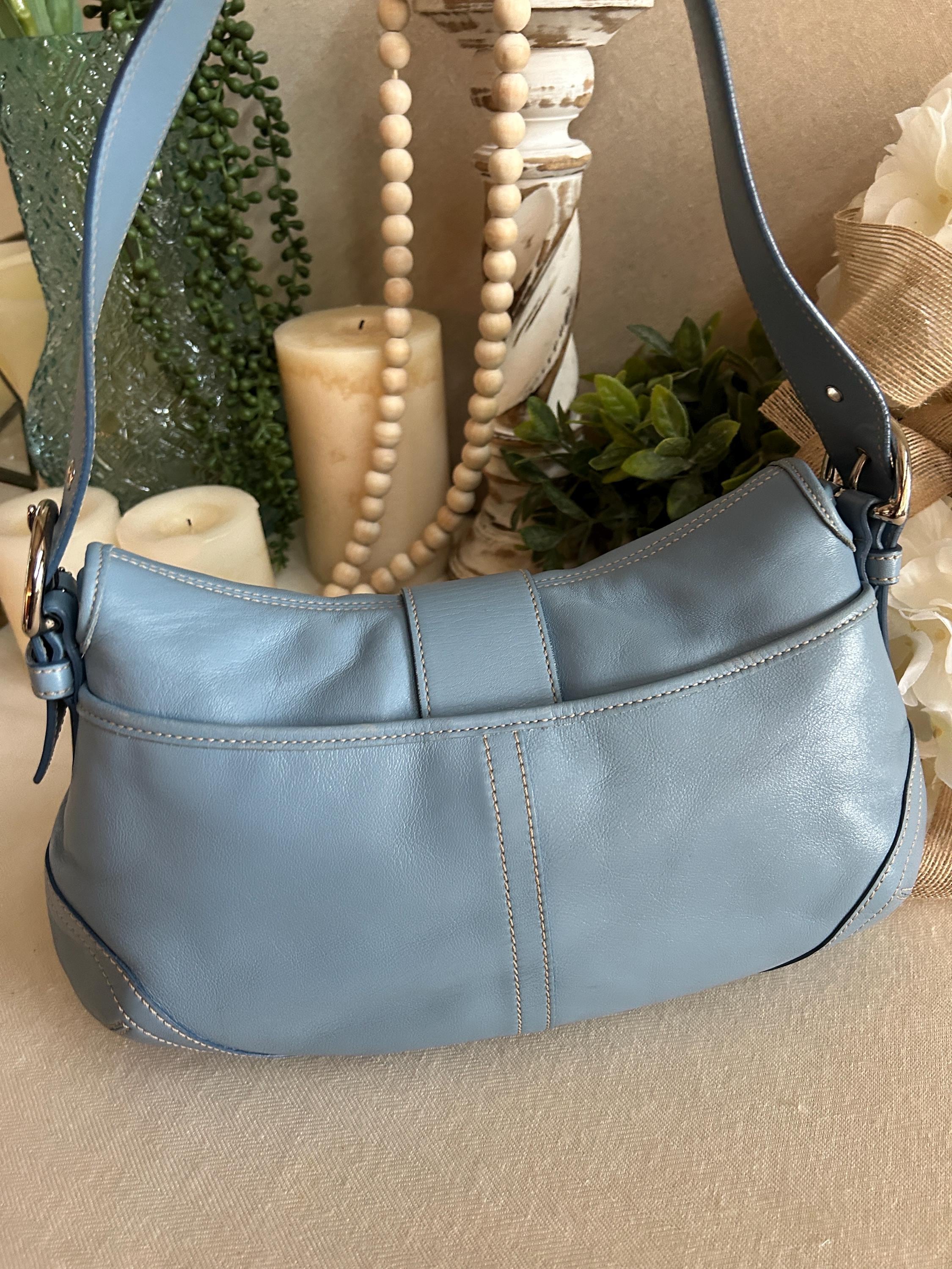 Vintage Coach Y2K Baby Blue Soho Flap Shoulder Bag 9248