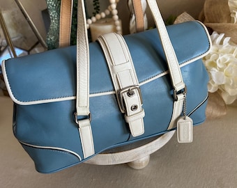 Vintage Coach Soho Denim Pinstripe & Suede 9532 Shoulder Bag