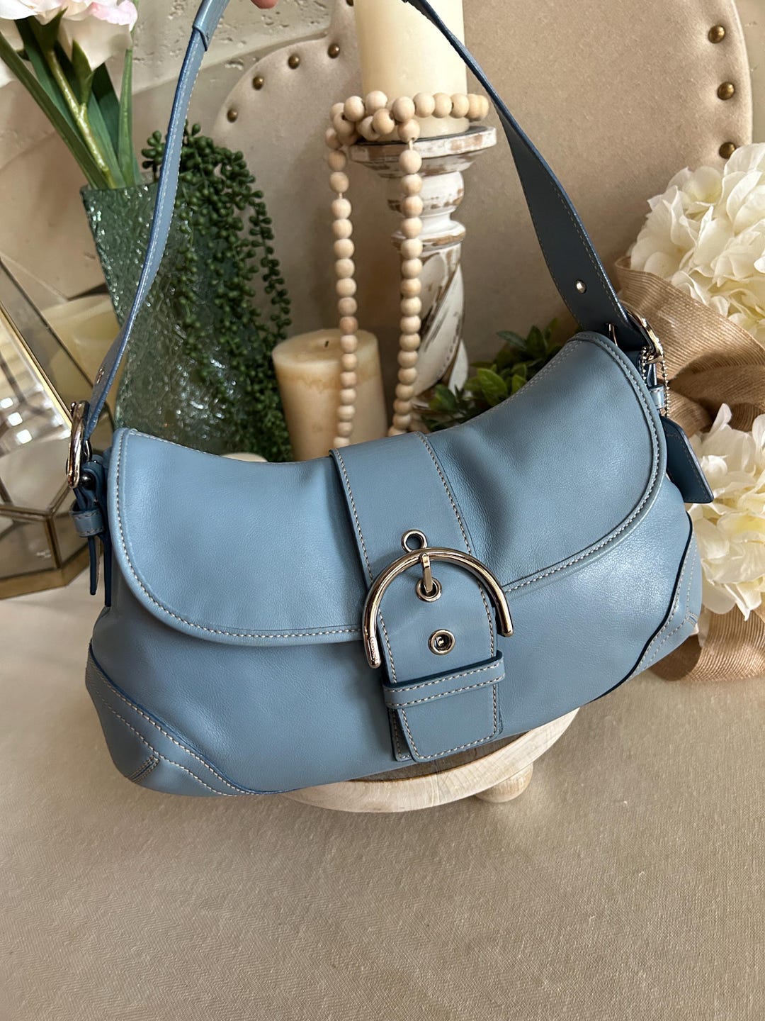 COACH】SKY BLUE HAND BAG 456T ハンドバッグ - メルカリ