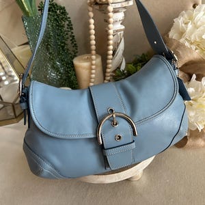 Vintage Coach Y2K Baby Blue Soho Flap Shoulder Bag 9248 Spring Summer Purse
