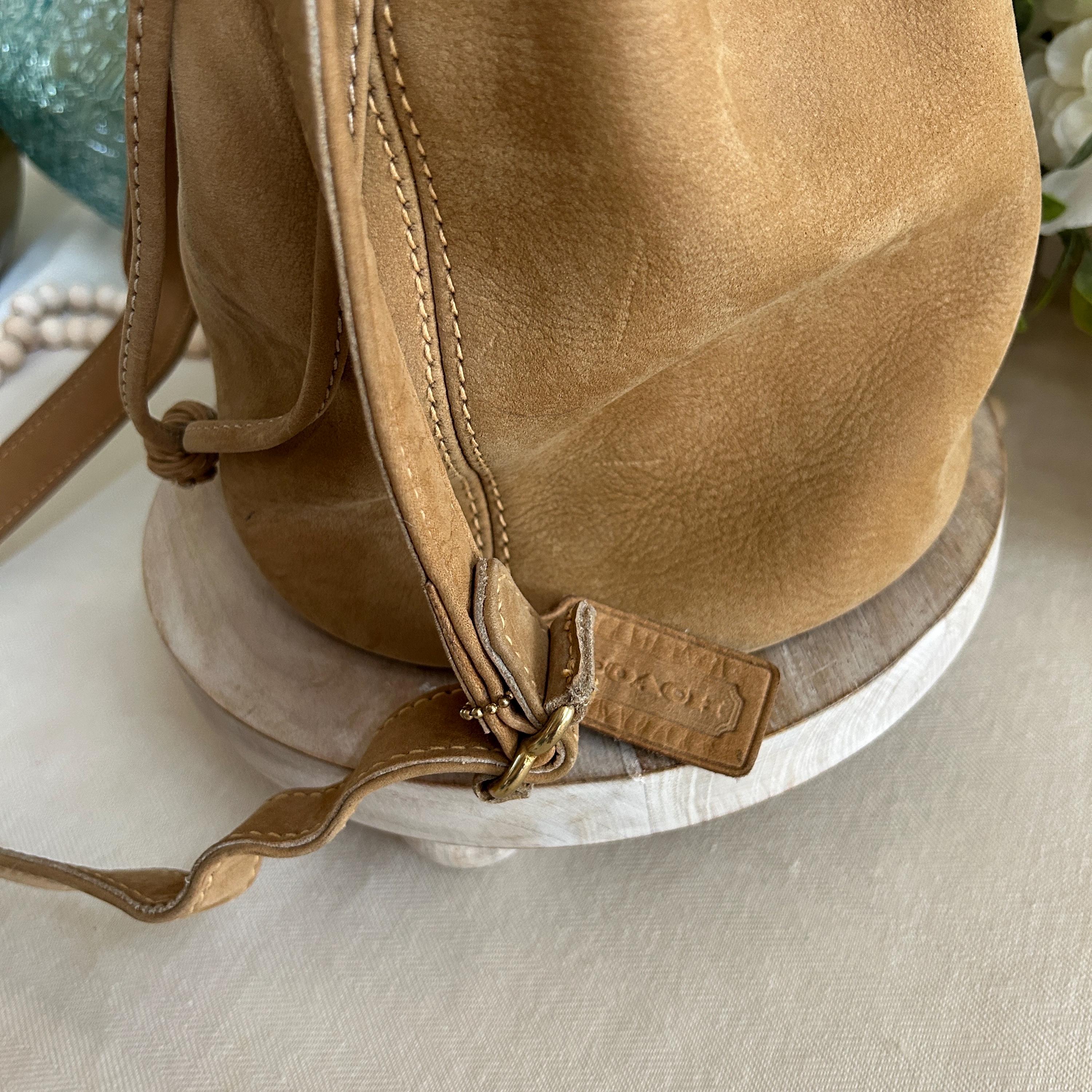 Vintage Coach Sonoma Drawstring Nubuc Bucket Bag 4931 Sand Golden