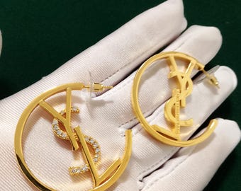 Винтажные большие африканские серьги-кольца YSL 40 мм (1,5 дюйма)
