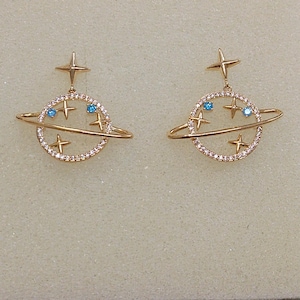 Vintage smal stud milky way earrings , planet earrings 15mm