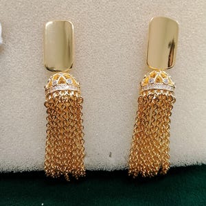Vintage Gold Color Dangle Earrings with Chain Tassels – Elegant Statement Fashion Jewelry