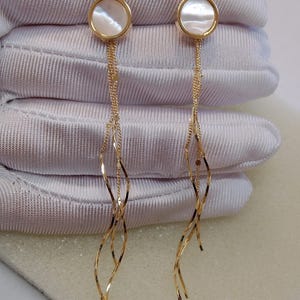 Vintage long mother of pearl dangle and drop earrings