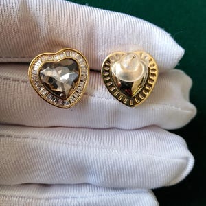 Pendientes vintage dorados hechos a mano, con forma de corazón de cristal, joyería única y moderna, regalo para ella.
