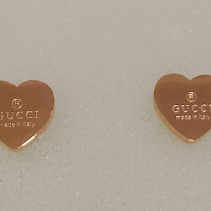 Vintage small stud earrings heart shape GG 13 mm