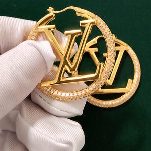 Vintage  round big African Hoops Monogram LV 45 mm (1,77 inches)