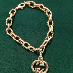 Vintage bracelet, chain pendant bracelet GG 19 cm (7,5 inches), unisex