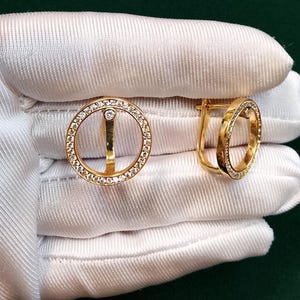 Vintage Circle Stud Earrings with Cubic Zirconia, Elegant Round Geometric Earrings, Minimalist  Earrings for Women, Dainty Gift Jewelry