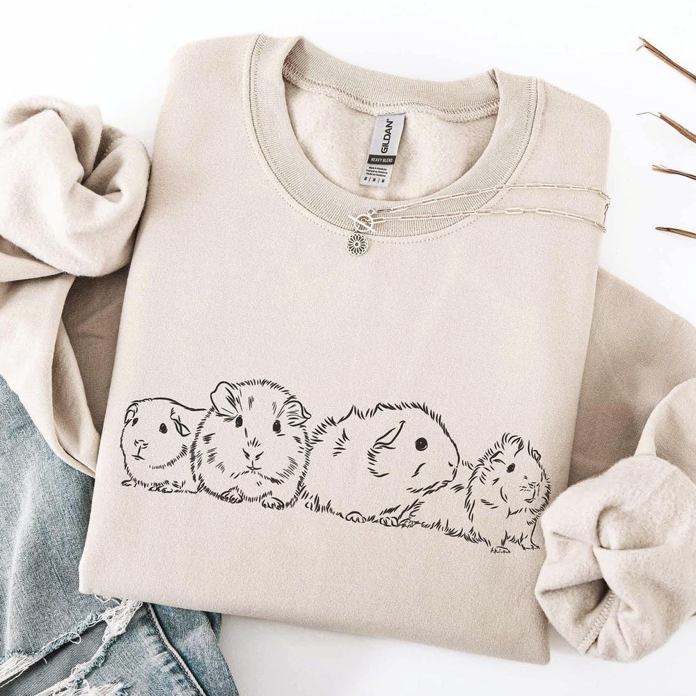 Guinea Pig Sweatshirt Line Art Design - Gift For Pet Lovers And Guinea Pig Enthusiasts - Gifts For Pet Parents Livingmall
