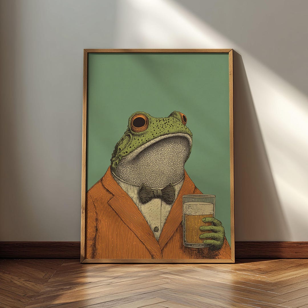 Frog Drinking Beer Poster: Anthropomorphic Animal Print - Etsy UK