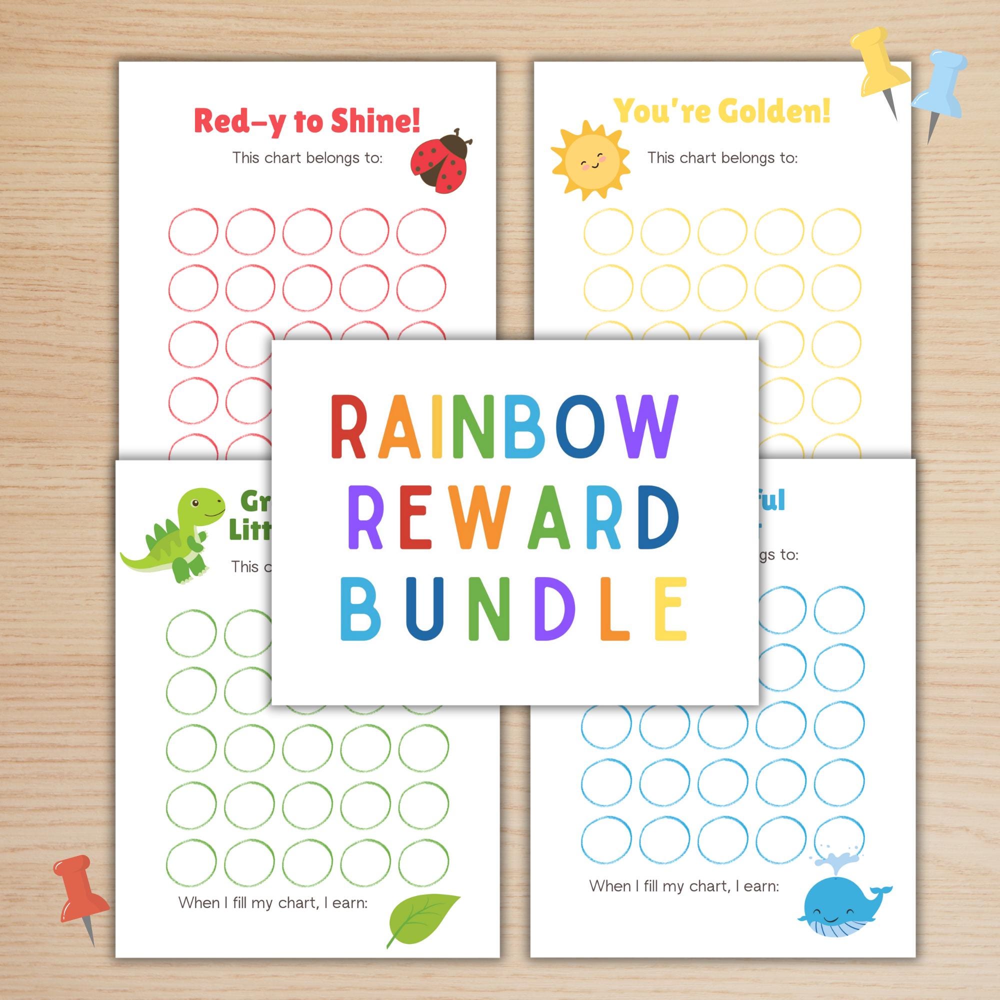 Rainbow Rewards Chart Bundle for Toddlers | Printable Sticker Charts ...