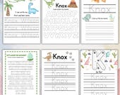 Dino Name Tracing Worksheet: Custom Handwriting Practice (Digital Download)