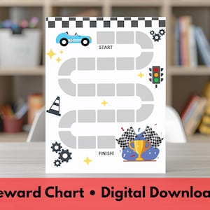 Tabla de recompensas de autos de carrera: tareas para niños y entrenamiento para ir al baño (descarga digital)