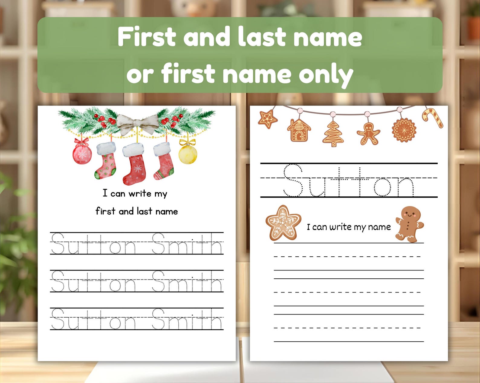 Custom Christmas Name Tracing Bundle Handwriting Practice Personalized ...