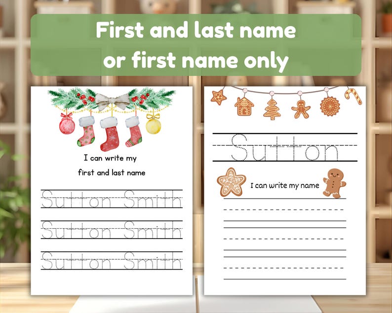 Custom Christmas Name Tracing Bundle Handwriting Practice Personalized ...