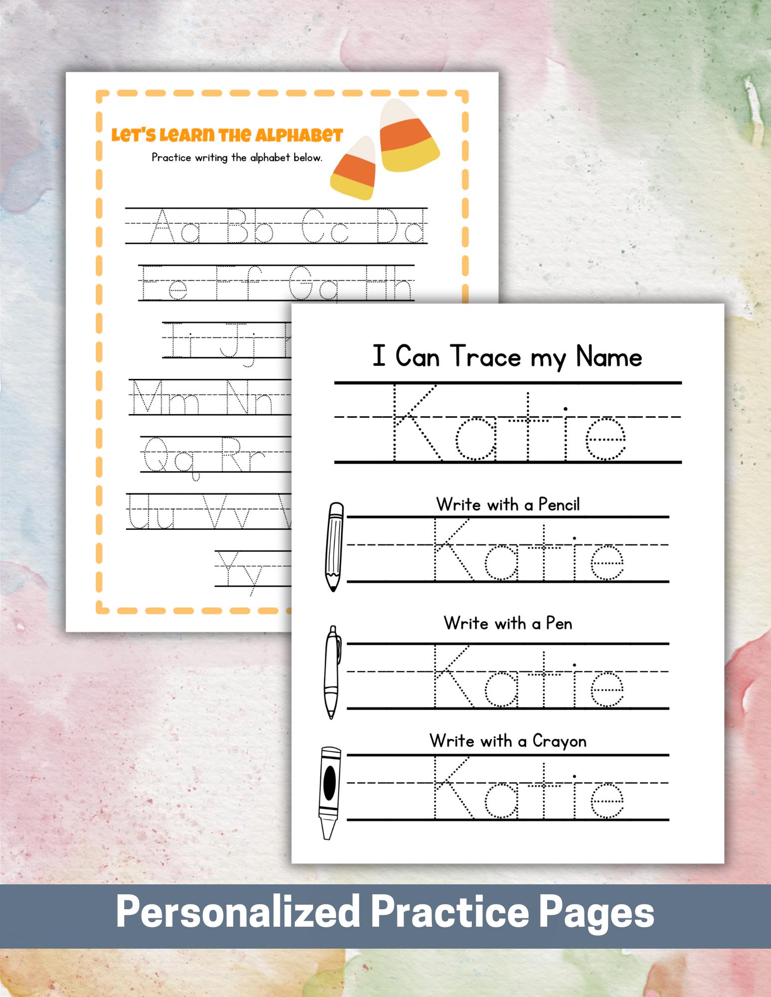 Custom Fall Name Tracing Bundle Handwriting Practice Personalized Name ...