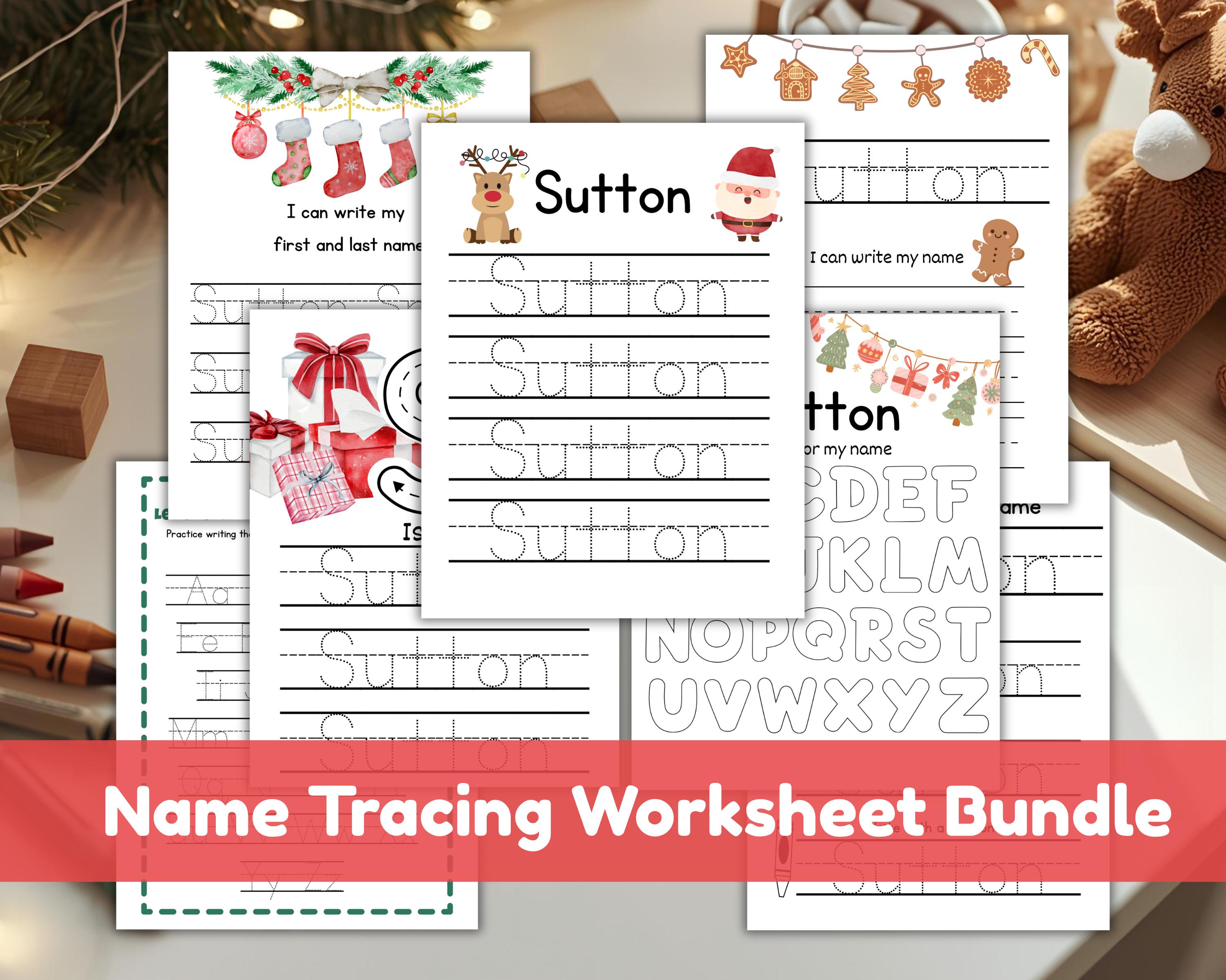 Custom Christmas Name Tracing Bundle Handwriting Practice Personalized ...