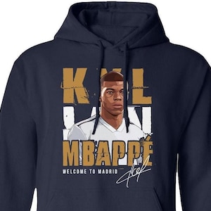 Mbappe Welcome to Madrid - Mbappe Portrait and Signature Football Design Unisex T-Shirt and Sweatshirt Football Soccer Collection