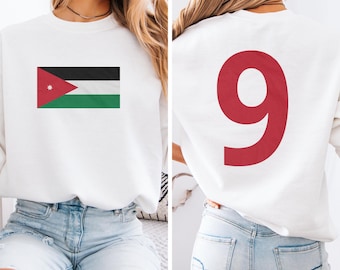 Jordan #9 Jersey Style Football Inspired Graphic Tee, 2-Sided Casual Player Jordanian Tribute Design, Soccer 2026 World USA Unisex T-Shirt
