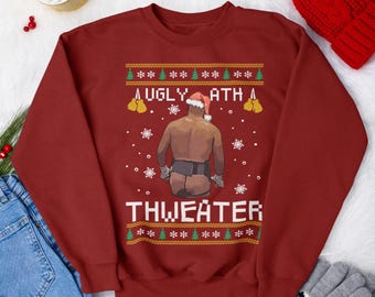Lelijk Ath Thweater-shirt grappig kerstcadeau Lelijke kersttrui Tyson Boxing Joke Xmas 2024 fans geïnspireerd Unisex T-shirt met lange mouw hoodie