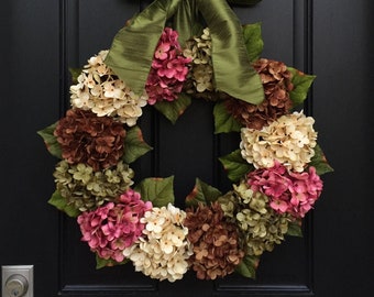Spring Hydrangea Wreath for Front Door, Summer Hydrangea Wreath, Twoinspireyou, Decorative Wreaths