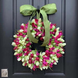 Spring Tulip Wreaths, Tulip Wreaths, Spring Wreaths, Spring Front Door Wreath, Door Wreaths, Mother's Day Wreath, Easter Wreaths image 1