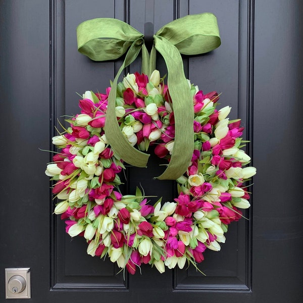 Spring Tulip Wreaths, Tulip Wreaths, Spring Wreaths, Spring Front Door Wreath, Door Wreaths, Mother's Day Wreath,  Easter Wreaths