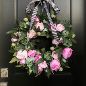 Spring Peony Wreath SALE, Front Door Wreaths, Spring Wreath for Front Door, Pink Peony Wreaths, Summer Wreaths, Twoinspireyou