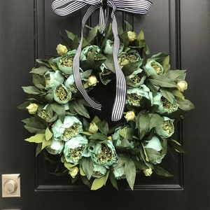 Green Peony Wreath | Unique Peonies | Summer Door Decor | Wreaths for Front Doors | Lush Greenery | TwoInspireYou