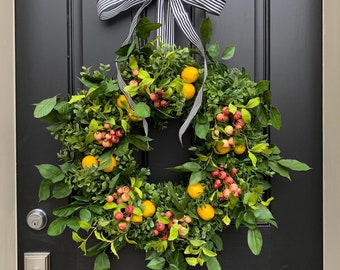 Lemon & Crab Apple Spring Wreath: 24" Front Door Decor
