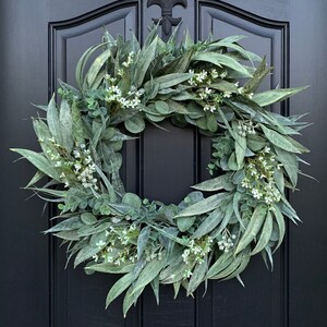 Year Round Greenery Wreaths, 26 Inch Eucalyptus and Bayleaf Wreath