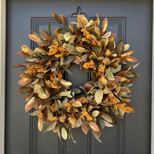 Outdoor Fall Foliage Berry Wreath