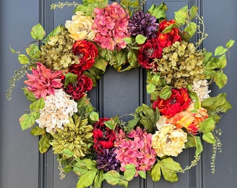 Front Door Wreaths for Spring and Summer, Colorful Year Round Wreath