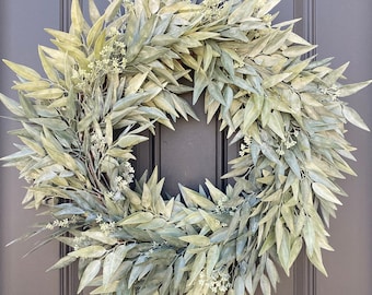 Sage Green Eucalyptus Wreath | Year Round Wreath | Front Door Hanger | Neutral Door Wreath | Modern Rustic Decor | Contemporary Wreath