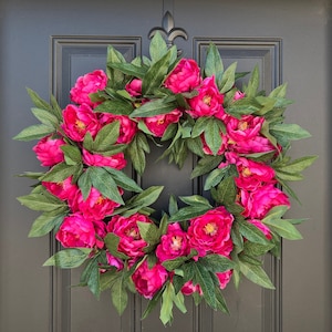 Faux Pink Peony Wreath, Front Door Peony Wreaths, Wedding Door Decor, Spring Door Wreath, Peony Wreaths for Spring