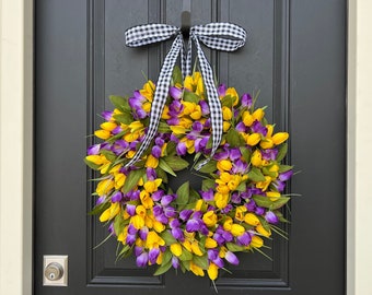 READY TO SHIP Front Door Wreaths, 2023 Mother's Day, Tulip Wreath, Spring Front Door Tulip Wreath, Mother's Day Gifts