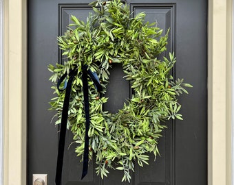 Signs for PEACE on Earth Decorations, Front Door Olive Branch Wreath, Oval Wreaths for Doors