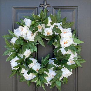 Faux Pink Peony Wreath, Front Door Peony Wreaths, BEST SELLER Wedding Door Decor, Spring Door Wreath, Peony Wreaths for Spring White