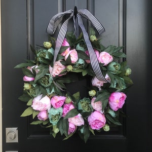 Pink Peony Spring Wreath: Front Door Summer Decor