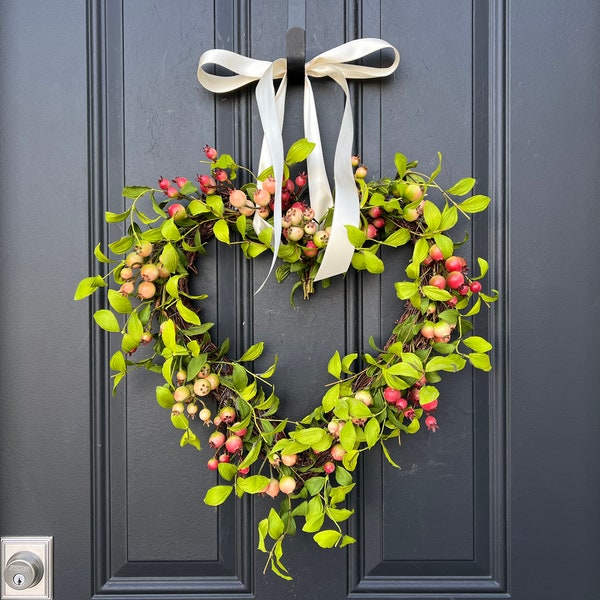 Front Door Wreaths | Valentine's Day Wreath | Crabapple Heart Decor