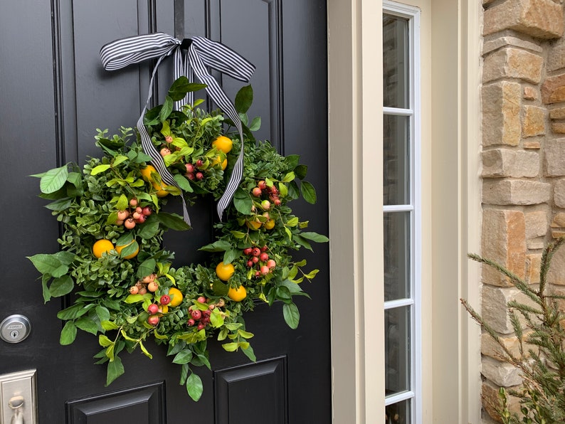 BEST SELLER 24 Front Door Wreaths for Summer Lemons and Crabapple Wreath Ready to Ship Wreaths image 3