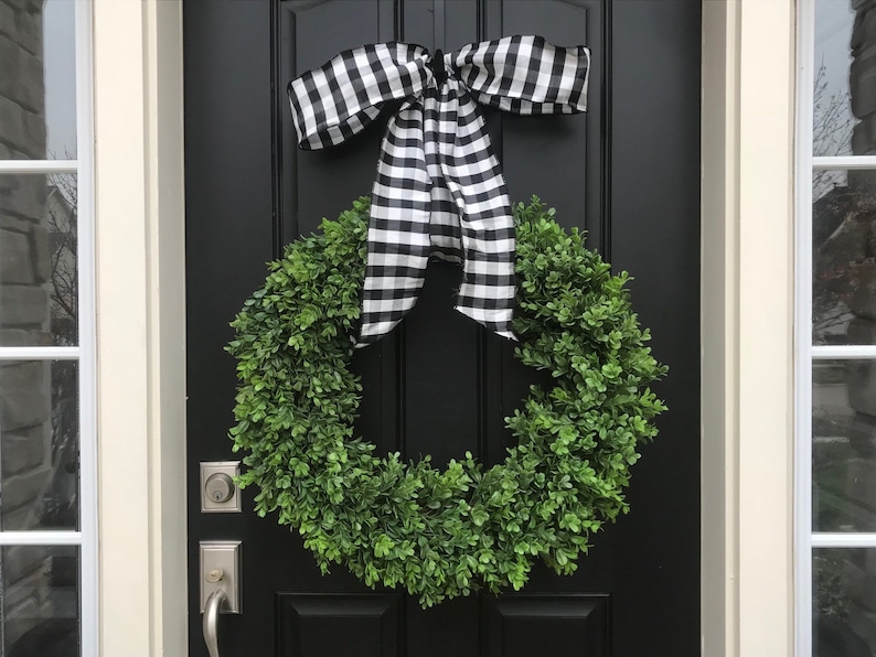 Boxwood Wreath, Front Door Wreaths, Artificial Boxwood Wreaths, XL Boxwood Wreaths, Realtor Gift Ideas image 1