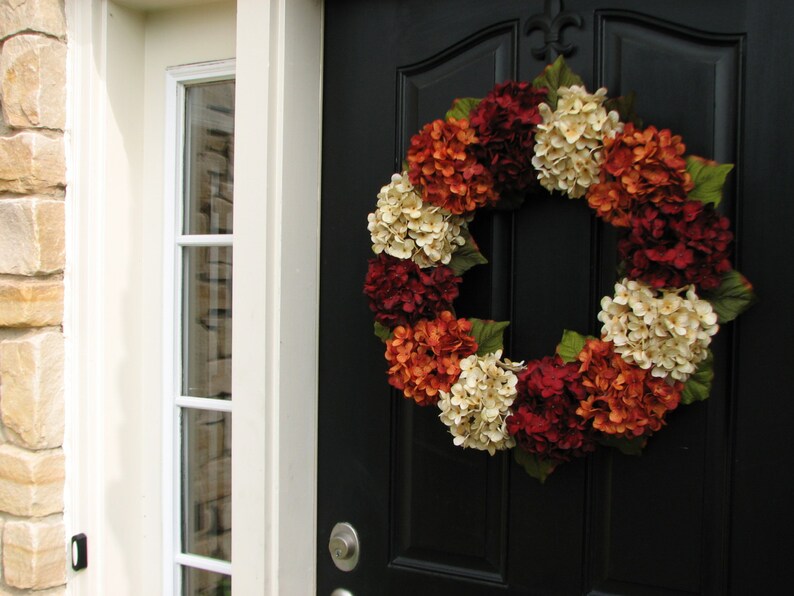 Fall Hydrangea Wreath for Front Door, Twoinspireyou Fall Wreaths, 24 Fall Wreaths, Outdoor Autumn Wreaths image 4