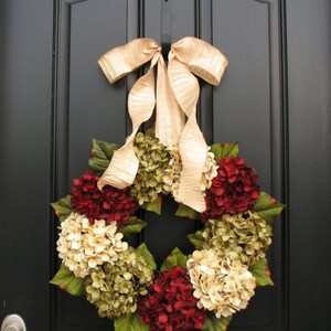 Front Door Wreaths for Christmas, Hydrangea Wreath, Holiday Wreaths, Featured in Town & Country Holiday Magazine image 2